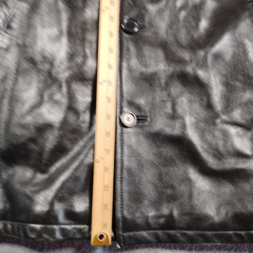 Clench Jeans Real Leather Car Coat Jacket Mens 3XL Black Button Up Vintage Y2K